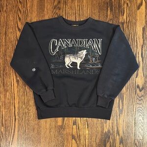 Vintage 90s Wolf Embroidered Sweatshirt